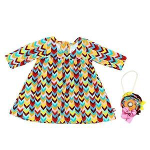 Zutano Chevron Multicolored Long Sleeve Dress andโHeadband 6 Months